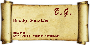Bródy Gusztáv névjegykártya